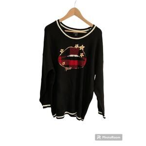 Torrid Womens Plus Size Black Star Lips Crew Sweater Pullover 1 (1X)